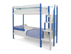 Двухъярусная кровать Svogen с бортиком синий-белый в Талице - talica.magazinmebel.ru | фото