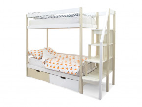 Двухъярусная кровать Svogen с ящиками бежево-белый в Талице - talica.magazinmebel.ru | фото