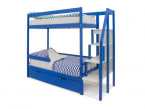 Двухъярусная кровать Svogen с ящиками и бортиком синий в Талице - talica.magazinmebel.ru | фото