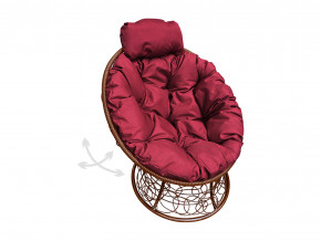 Кресло Папасан мини пружинка с ротангом бордовая подушка в Талице - talica.magazinmebel.ru | фото