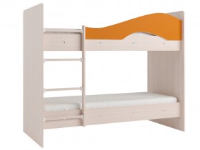 Кровать 2-х ярусная Мая на латофлексах млечный дуб, оранжевая в Талице - talica.magazinmebel.ru | фото - изображение 1