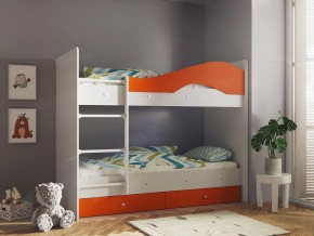 Кровать 2-х ярусная Мая с ящиками на латофлексах белый-оранж в Талице - talica.magazinmebel.ru | фото
