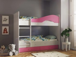 Кровать 2-х ярусная Мая с ящиками на латофлексах белый-розовый в Талице - talica.magazinmebel.ru | фото