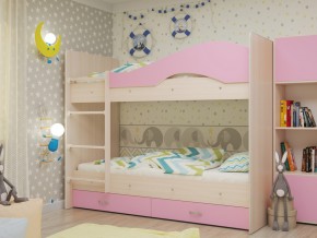 Кровать 2-х ярусная Мая с ящиками на латофлексах розовая в Талице - talica.magazinmebel.ru | фото