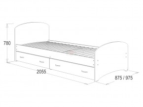 Кровать-6 одинарная с 2-мя ящиками 900*2000 млечный дуб в Талице - talica.magazinmebel.ru | фото - изображение 2