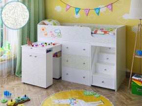 Кровать чердак Малыш 80х180 белый с фасадом для рисования феритейл в Талице - talica.magazinmebel.ru | фото