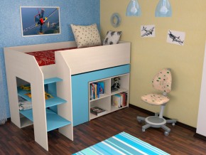 Кровать чердак Теремок 2 Голубой в Талице - talica.magazinmebel.ru | фото