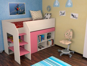 Кровать чердак Теремок 2 Розовый в Талице - talica.magazinmebel.ru | фото