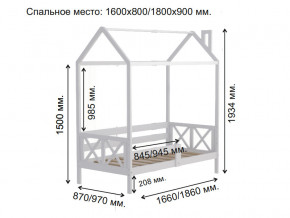 Кровать Домик Аист-1 Прованс белый 1600х800 в Талице - talica.magazinmebel.ru | фото - изображение 2