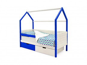 Кровать-домик мягкий Svogen с ящиками и бортиком сине-белый в Талице - talica.magazinmebel.ru | фото