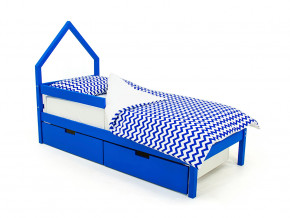 Кровать-домик мини Svogen с ящиками и бортиком синий в Талице - talica.magazinmebel.ru | фото