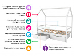 Кровать-домик Svogen с фото с ящиками и бортиком белый/зверята в Талице - talica.magazinmebel.ru | фото - изображение 2