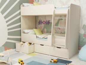 Кровать двухъярусная Малыш двойняшка дуб молочный в Талице - talica.magazinmebel.ru | фото