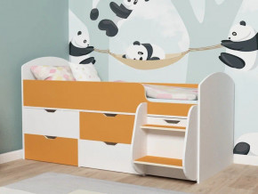 Кровать Малыш-7 белое дерево-оранжевый в Талице - talica.magazinmebel.ru | фото
