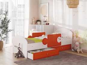 Кровать Мозаика с ящиком и бортиками на ламелях белый-оранж в Талице - talica.magazinmebel.ru | фото - изображение 1