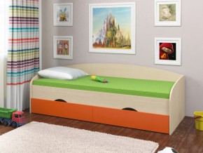 Кровать Соня 2 дуб молочный-оранжевый в Талице - talica.magazinmebel.ru | фото