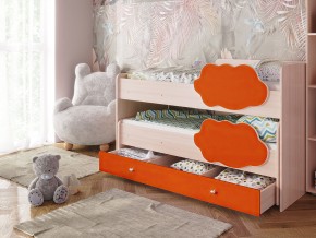 Кровать Соник с ящиком млечный дуб-оранж в Талице - talica.magazinmebel.ru | фото