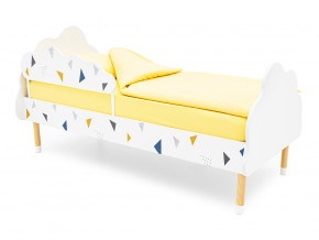 Кровать Stumpa Облако с бортиком рисунок Треугольники желтый, синий в Талице - talica.magazinmebel.ru | фото