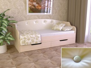 Кровать Юниор Тип 2 дуб молочный-белый перламутр 800х1600 в Талице - talica.magazinmebel.ru | фото
