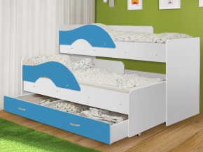 Кровать выкатная Радуга с ящиком 80х160 белая-голубой в Талице - talica.magazinmebel.ru | фото - изображение 1