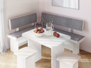 Кухонный уголок Парма Белый, ткань серая в Талице - talica.magazinmebel.ru | фото - изображение 3