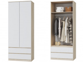 Шкаф для одежды 2х дверный с ящиками Лори дуб сонома, белый в Талице - talica.magazinmebel.ru | фото