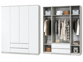 Шкаф для одежды четырехдверный Лори дуб серый, белый в Талице - talica.magazinmebel.ru | фото