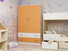 Шкаф двухстворчатый белый-оранж в Талице - talica.magazinmebel.ru | фото