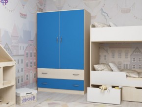Шкаф двухстворчатый дуб молочный-голубой в Талице - talica.magazinmebel.ru | фото