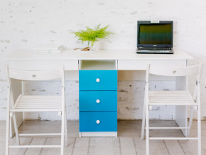 Стол письменный двухместный В 5 голубой в Талице - talica.magazinmebel.ru | фото