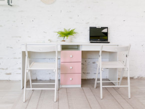 Стол письменный двухместный В 5 розовый в Талице - talica.magazinmebel.ru | фото