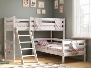 Угловая кровать Соня Вариант 8 с наклонной лестницей белая в Талице - talica.magazinmebel.ru | фото